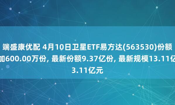 端盛康优配 4月10日卫星ETF易方达(563530)份额增加600.00万份, 最新份额9.37亿份, 最新规模13.11亿元